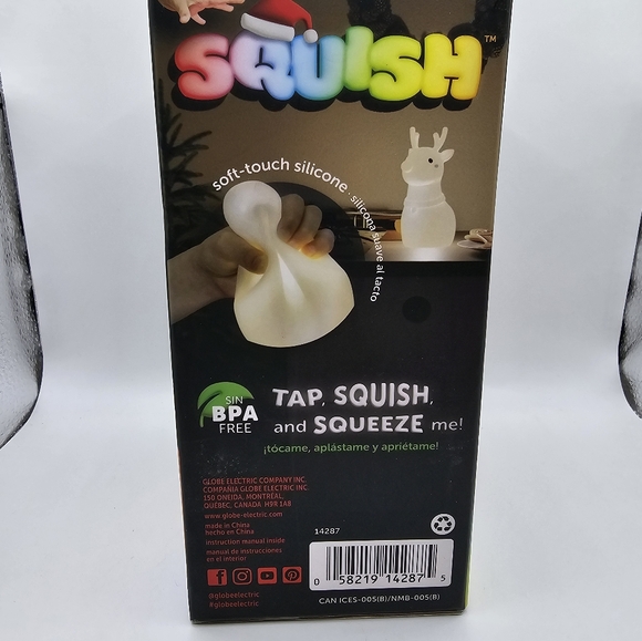 New Globe Squish Rechargeable Portable Night Light Rudy The Reindeer Multicolor - Picture 5 of 7